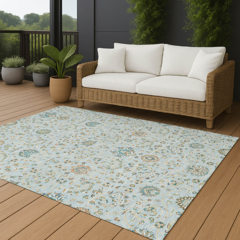 Machine Washable Indoor/Outdoor Chantille ACN2758 Global Rug, Sky, 10' x 14'