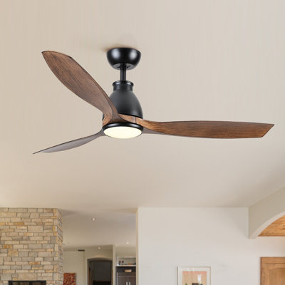 52 inch Farmhouse Ceiling Fan with Light, 3 ABS Blades Reversible Fan, 3 Dimmable CCT, 6 Speeds Quiet DC Motor, Remote Control, Indoor Covered Outdoor for Living Room Bedroom Patio