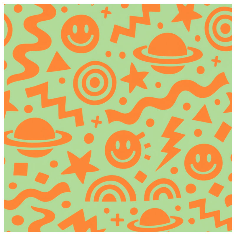 Couvertures orange avec symboles rétro, 50in W x 60in H