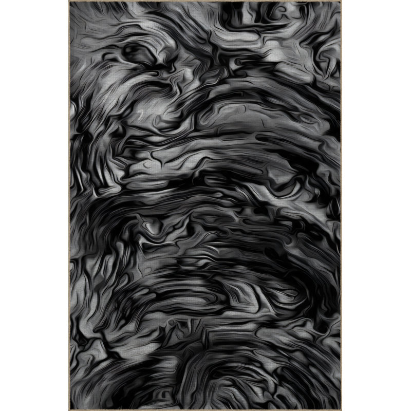 Tapis gris en polypropylène à imprimé numérique Meletios, Rectangle 5 pi x 8 pi 3 po