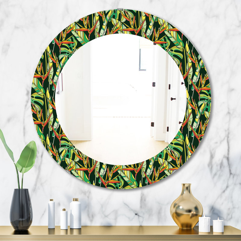 Accent Mirror, 31.5" H x 31.5" W, Tropical Mood Foliage