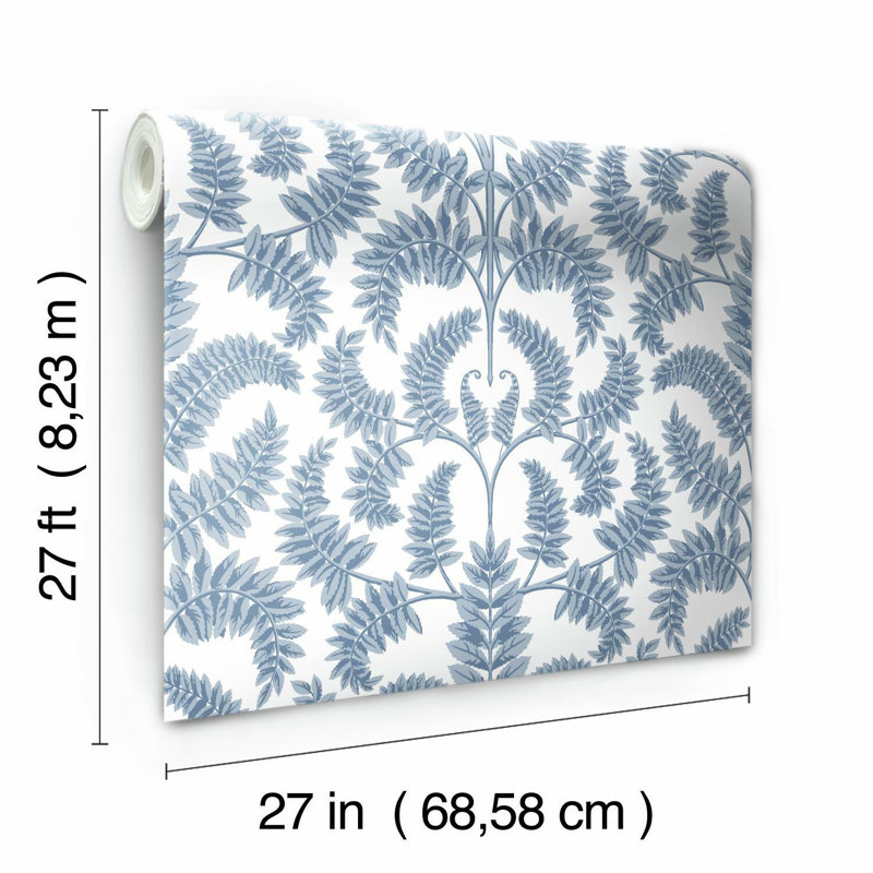 Royal Fern Damask Wallpaper, Blue