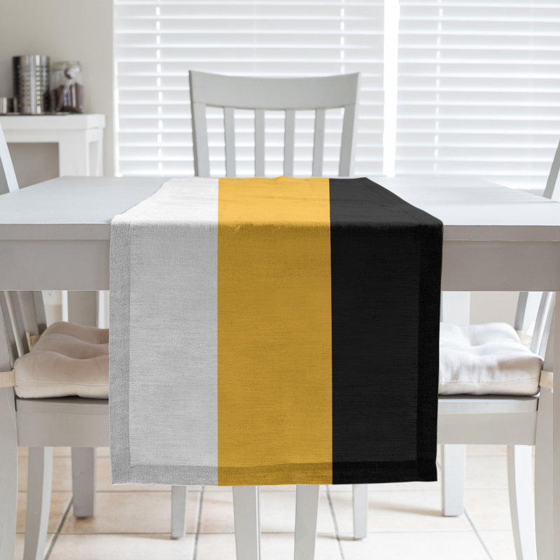 Los Angeles LA Basketball Table Runner, 90" L x 16" W, White/Gold/Black, Cotton Twill