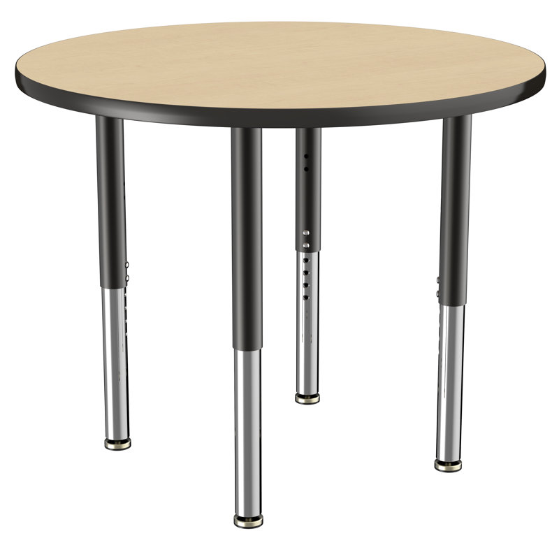 Table ronde à hauteur réglable, 36", Érable / noir, Super