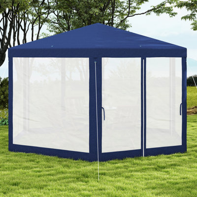 Tente extérieure 13 pi x 11 pi, abri de soleil hexagonal bleu avec parois latérales en filet de protection. Idéal pour le camping, les fêtes, la protection, les cordes, les piquets, les deux entrées et le mur de l'abat-jour. Ajustement des cordes et accès