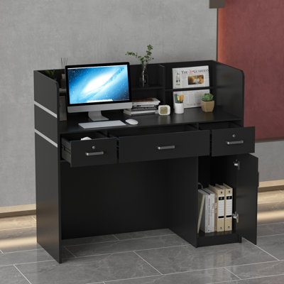 Galva Rectangle Solid + Manufactured Wood Reception Desk with Filing Cabinet