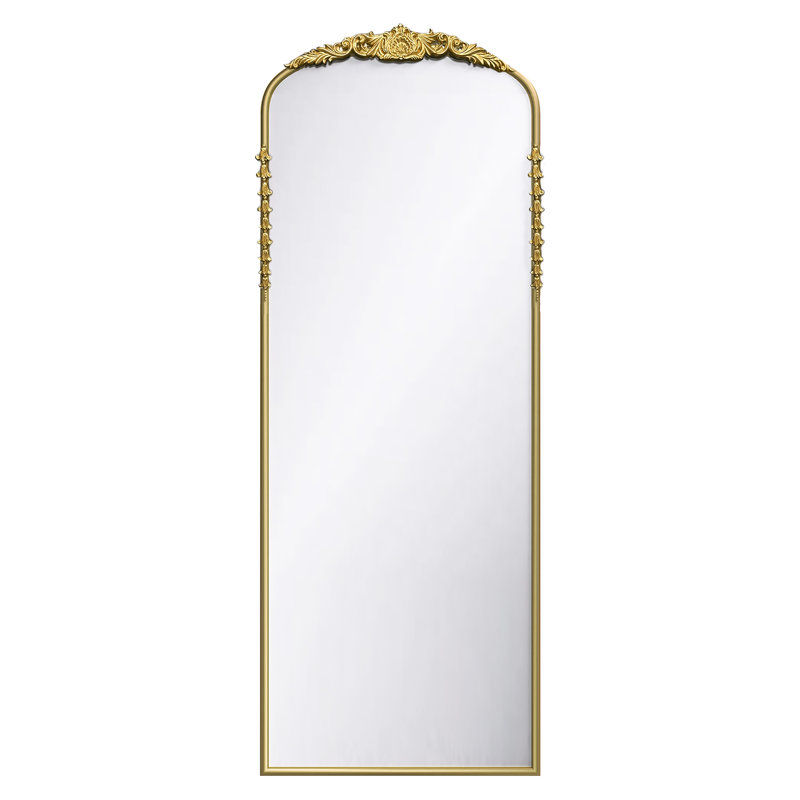 Arched Antique Ornate Full Length Floor Mirror /Free Standing,22x65 inch, Vintage Black, Vintage Black