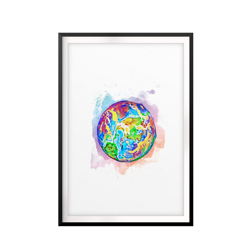 Vivid Globe - Single Picture Frame Print, 7" H x 5" W x 0.05" D