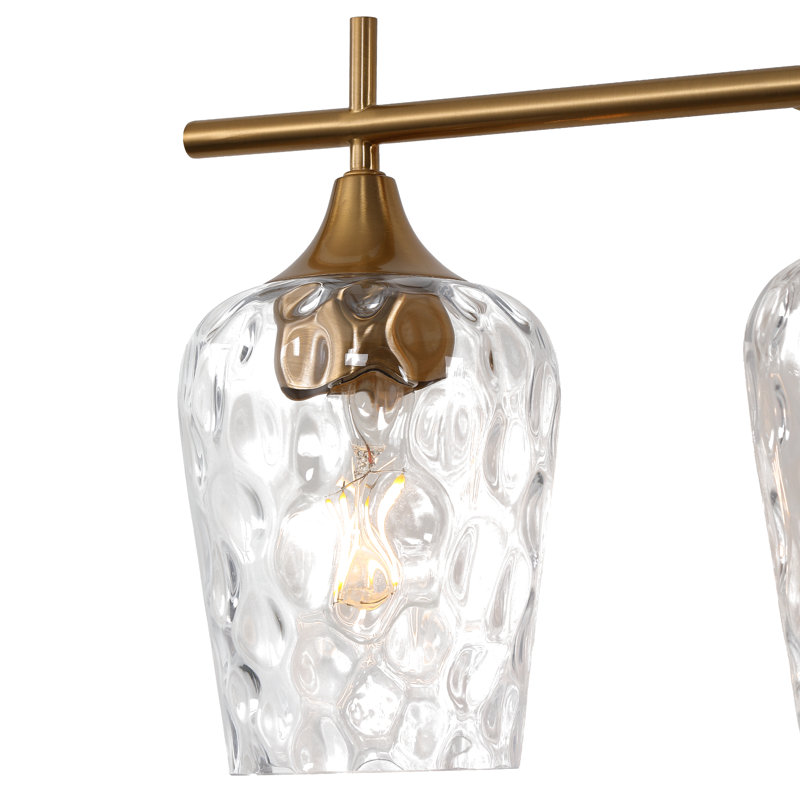 Luminaire de meuble-lavabo 3 lumières avec abat-jour en verre brossé doré
