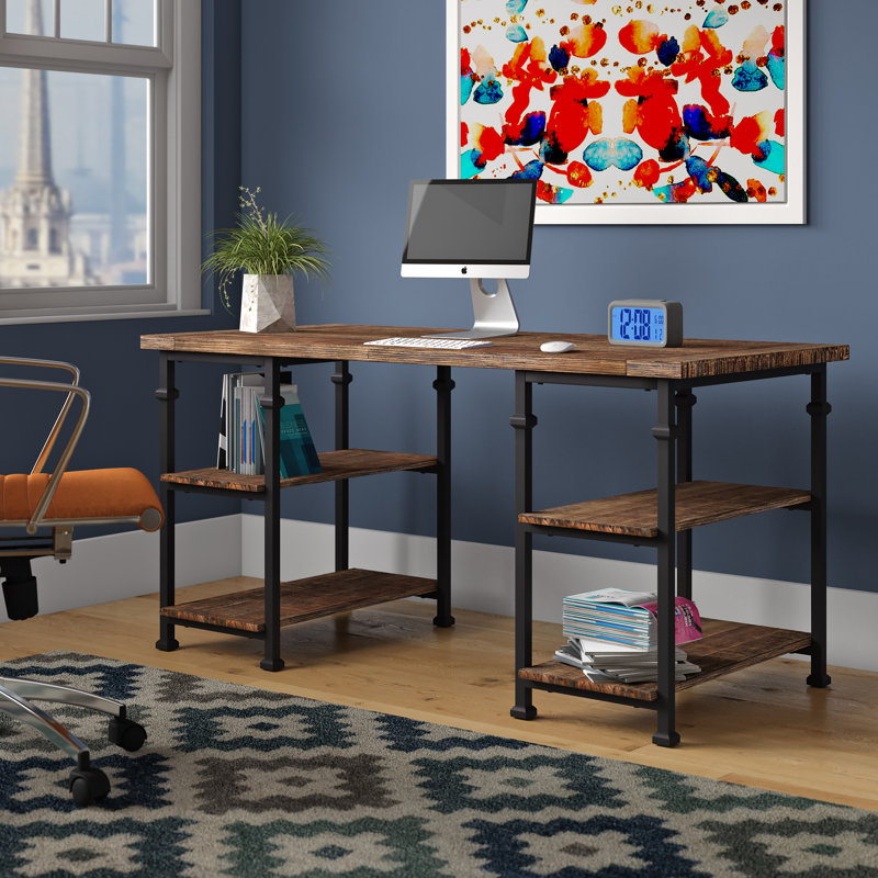 Zona Solid Wood Top Executive Desk, Brown