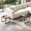 Set of Two Boxy Nesting Tables, Black and Wood-Effect MDF Side Tables with Steel Frame for Living Room Bedroom