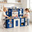 Ensemble de 74 pièces de cuisine bleues pour enfants, jouet de cuisine avec accessoires réalistes - Cadeau de Noël pour les 3 à 8 ans