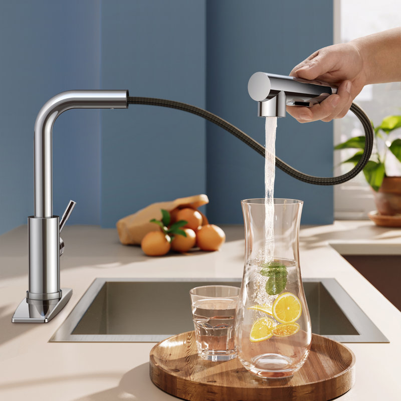 Pull Down Spray Single Lever Kitchen Tap, Chrome