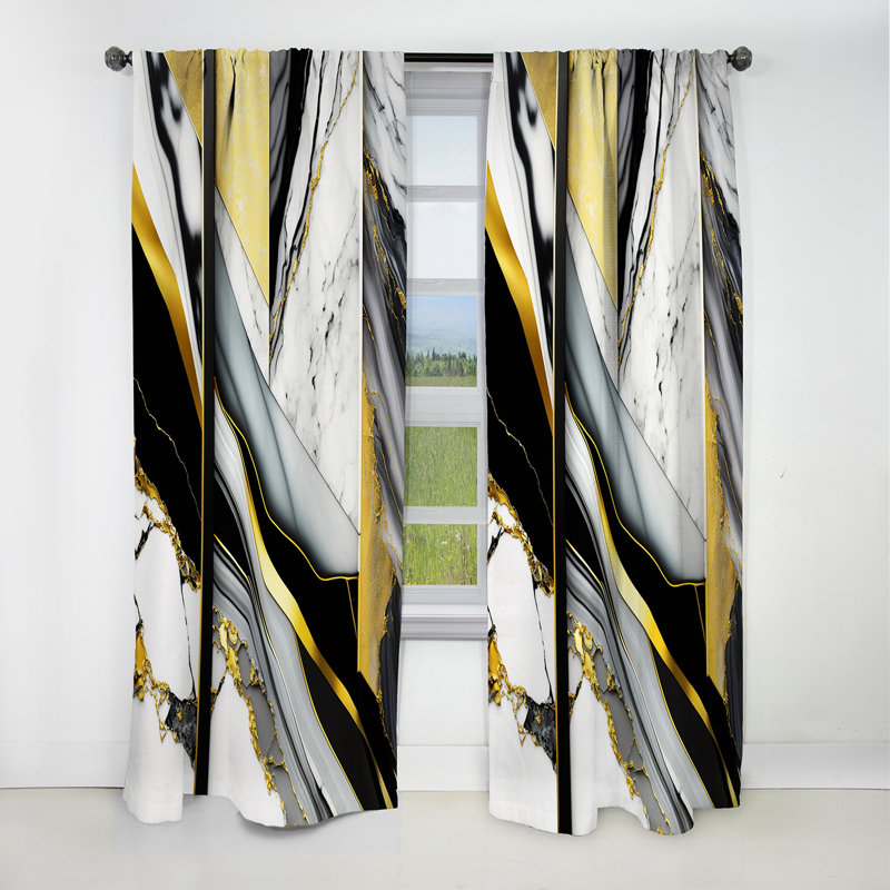 Heatherton - Abstract Marble Marble Blackout Curtain - 1 Panels, 52" W x 120" L