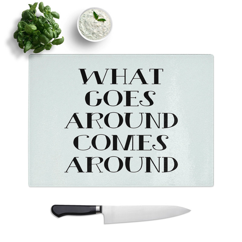What Goes Around Chopping Board, 28.5cm W x 39cm L