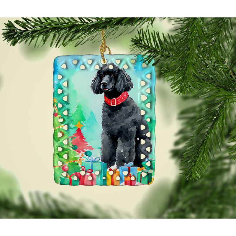 Ornement en porcelaine de Noël caniche, Caniche 3571