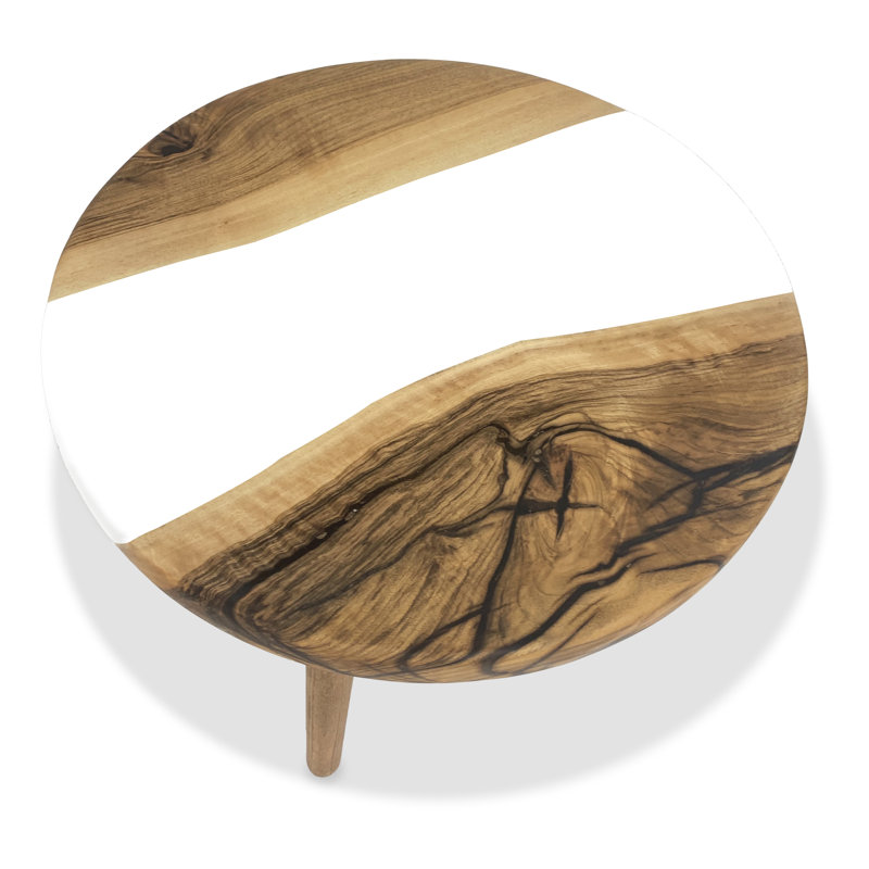 Gamba Di Legno Coffee Table, 17.7" H x 35.4" L x 35.4" W, White/Walnut