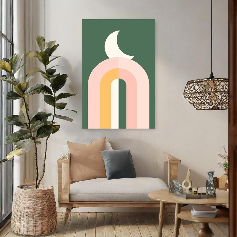 Art contemporain abstrait paysage géométrique audacieux, H 48 po x l 32 po