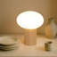 Lampe de table moderne à DEL 9,5 po avec abat-jour ovale en verre givré et port USB-C Ivy Wood-314973743-314973742