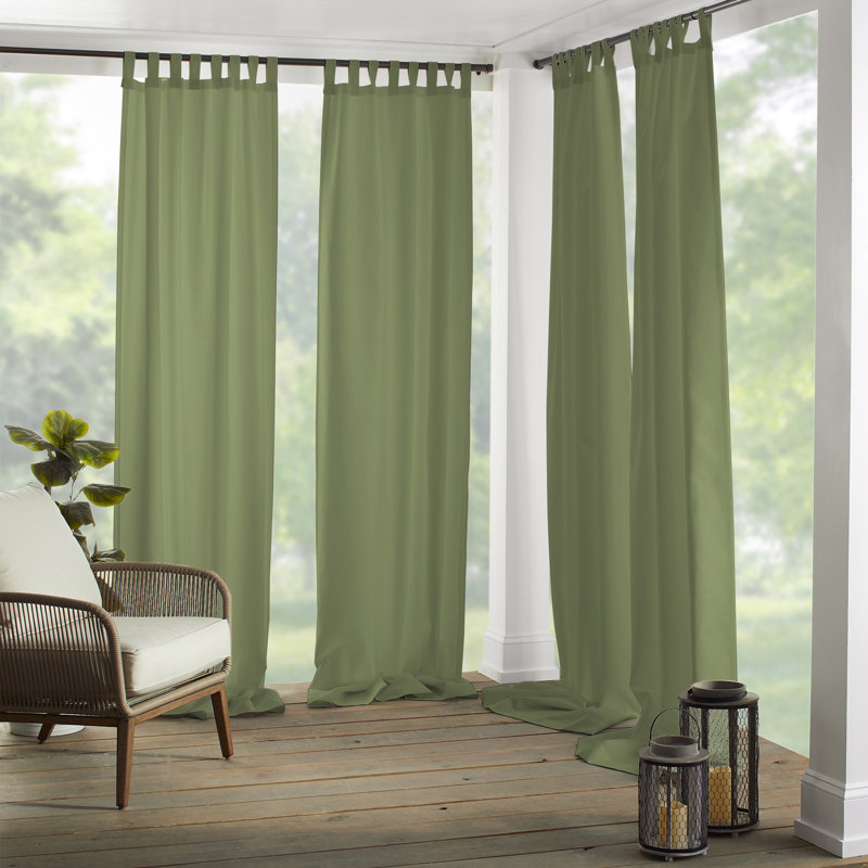 Jarret Solid Room Darkening Indoor/Outdoor Tab Top Single Curtain Panel, 52"W x 95"L, Green
