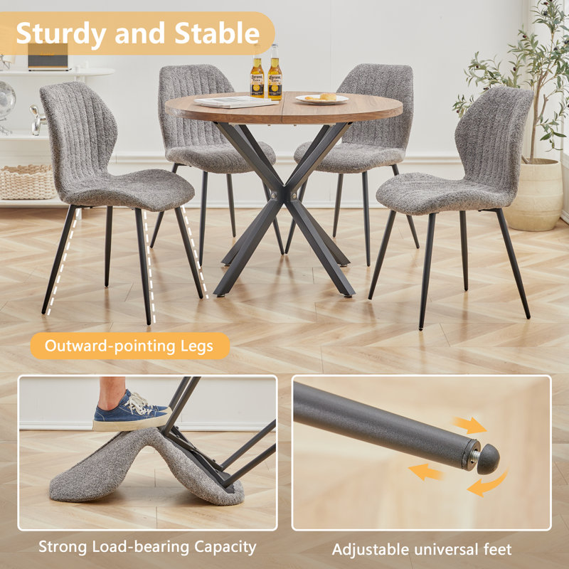 Encinitas 127cm H Upholstered Metal Side Chair, Grey