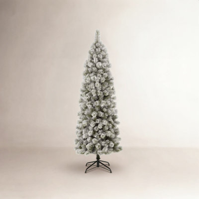 Slim Frosted Pre-Lit Pine Christmas Tree