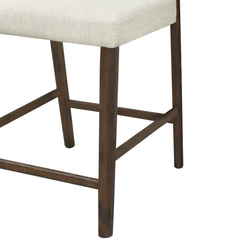 Ashford 25'' Solid Rubberwood Counter Stools With Upholstered Seat And Curved Back, Walnut