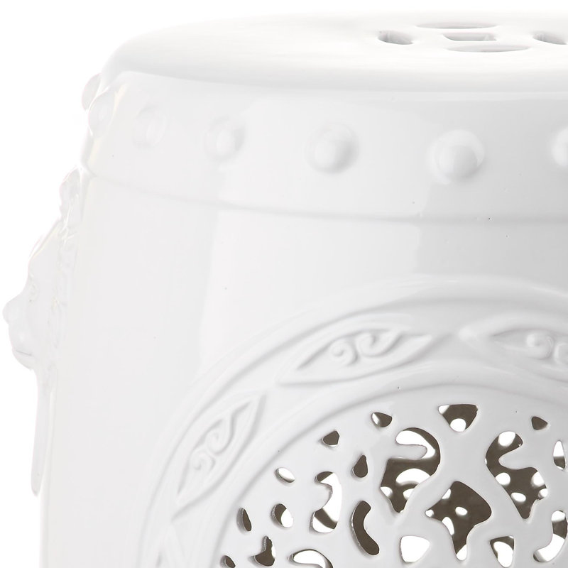 Emberlyn Ceramic Accent Stool, White