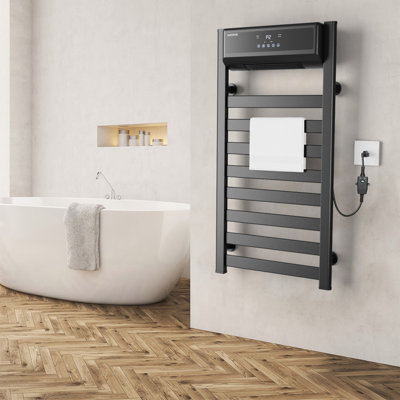 8-Bar Towel Warmer With Space Heater, Touch Control, Dual Functionality, PTC Heating, IPX2 Waterproof