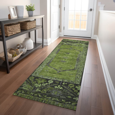 Tapis olive intérieur / extérieur lavable à la machine Xhevrie