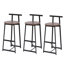 Ensemble de 3 tabourets de bar à hauteur de comptoir avec dossier et chaises sans accoudoirs pour îlot de cuisine (brun et noyer)-1107377960