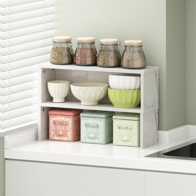 Bagdat Wood Kitchen Counter Stackable Organizer Shelf, 18-Inch