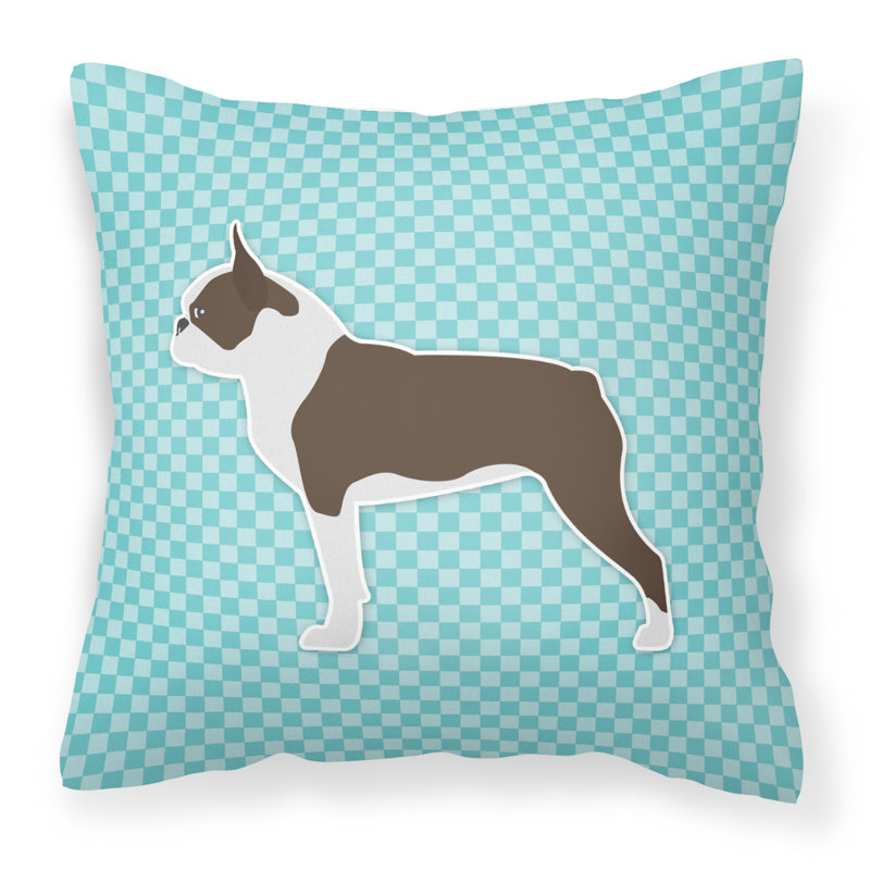 Coussin décoratif intérieur / extérieur Boston Terrier, Bleu, H 18 po x l 18 po x P 3 po