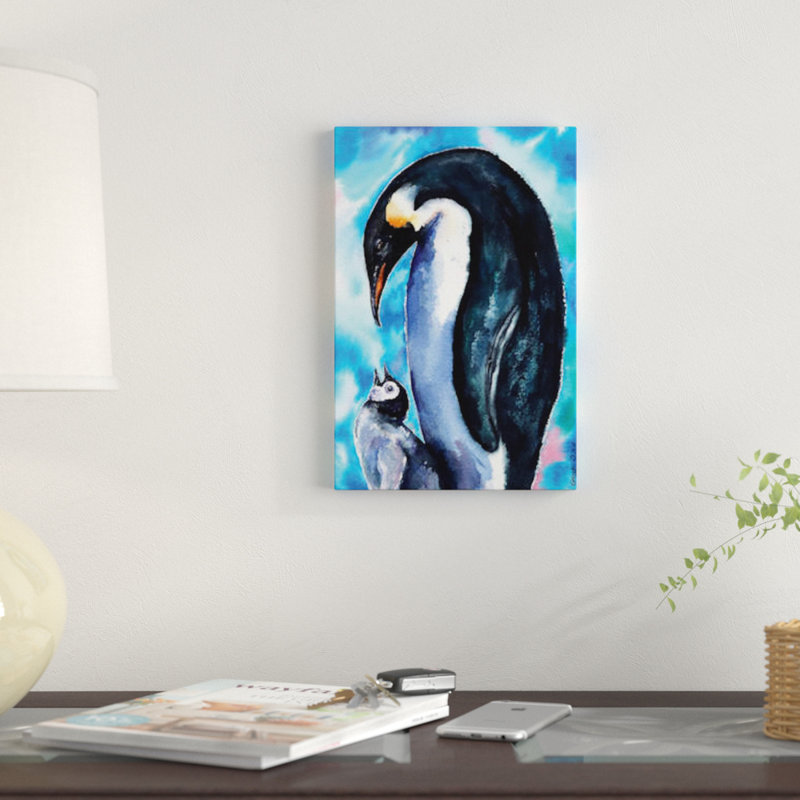 «Penguin Family» par George Dyachenko, reproduction sur toile, H 60 po x l 40po x P 1,5 po, Toile tendue, Pas de tapis