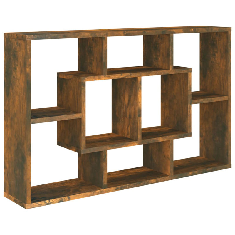vidaXL Wall Shelf Floating Display Shelf for Home Living Room Engineered Wood, Brown Oak, 20.67 in H x 33.46 in W x 6.30 in D