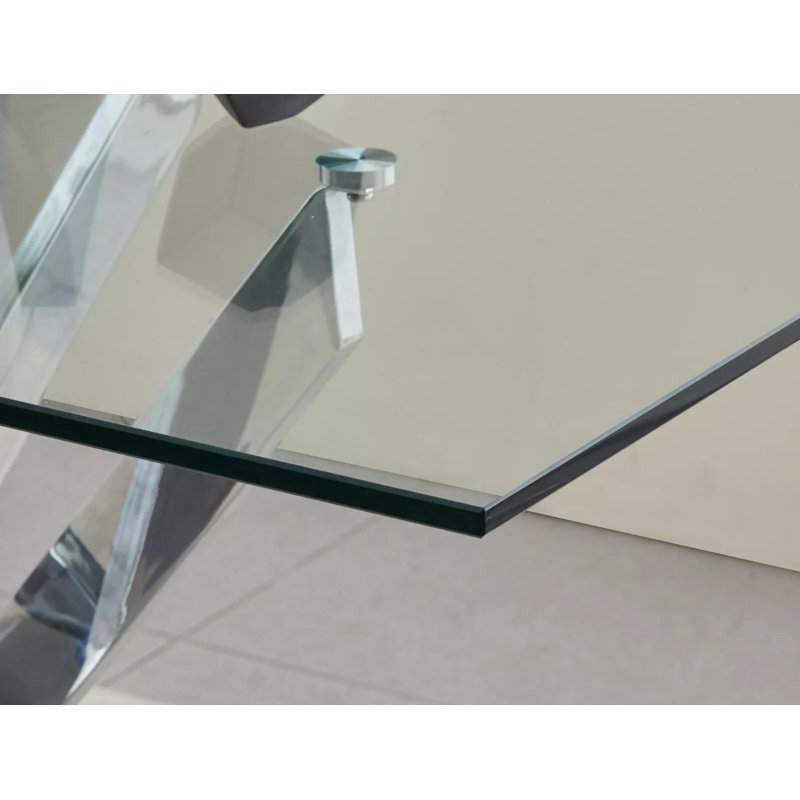 Darene Glass Top Metal Base Dining Table