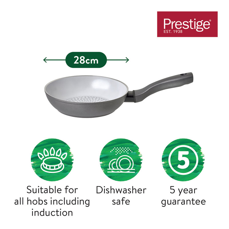 Earthpan Recycled induction Dishwasher Safe Frying Pan with Toughened Glass Lid -28cm