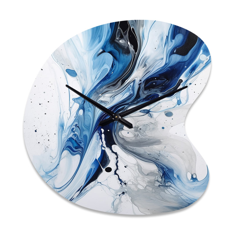 Horloge murale asymétrique bleue et grise, Grand