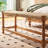 Beige Brown Solid Wood Linen Bench