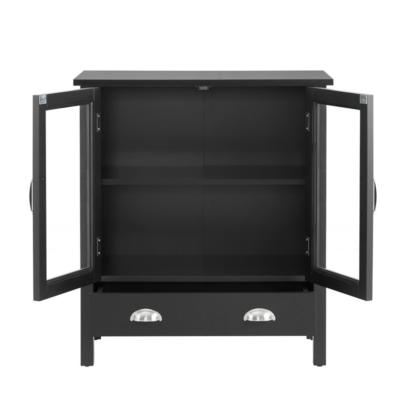 Nalaiya Accent Cabinet, Black, Brushed Nickel