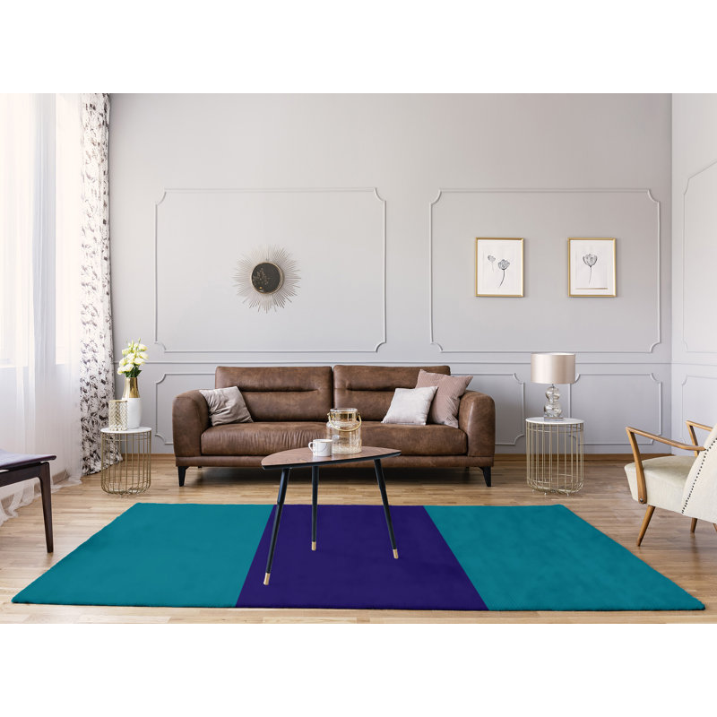 Tapis à rayures bleu foncé/mauve foncé, Rectangle 9 pi x 12 pi
