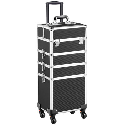 Makeup Train Case Rolling Cosmetology Case on Wheels Travel Case Organizer