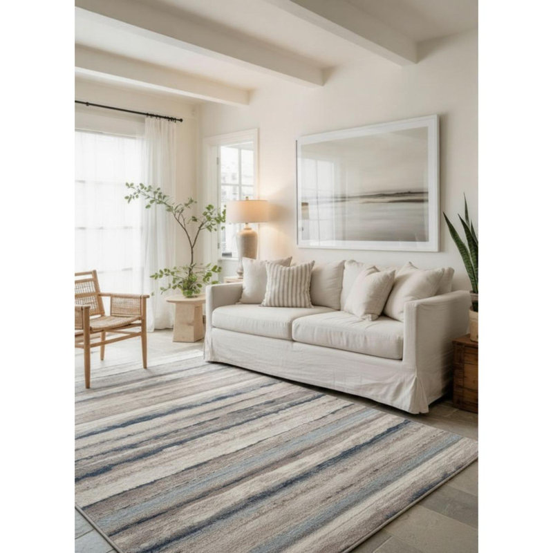 Rug Branch Rimal 2' x 2' (2'3" x 2')  Blue/Brown Abstract Indoor Doormat Rug, Contemporary, Low Pile, Stain-Resistant Entry Carpet - Front Door, Mudroom, Hallway and Kitchen