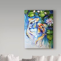 Koi Fish and Water Lily Art Board Print for Sale by Michael Creese