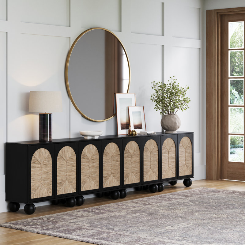Seagrass Storage Cabinet Set Or TV Stand, Black