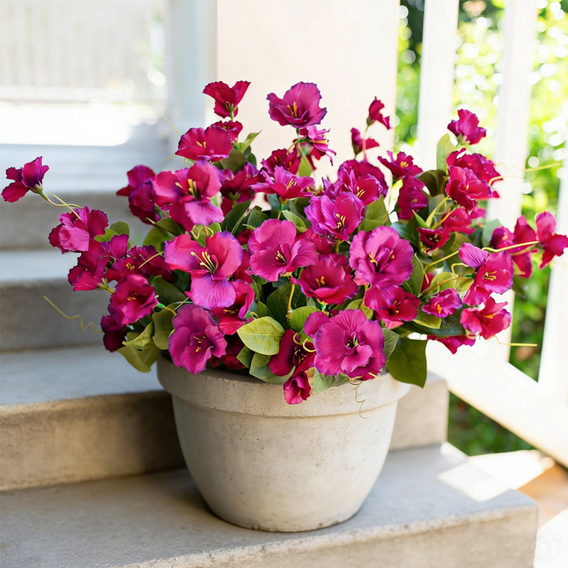 6 paquets de fleurs d'hibiscus artificielles pour la décoration du jardin, Rose foncé
