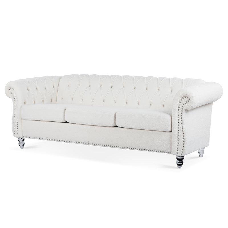 Canapé Chesterfield à accoudoirs roulés 3 places 84,65 po