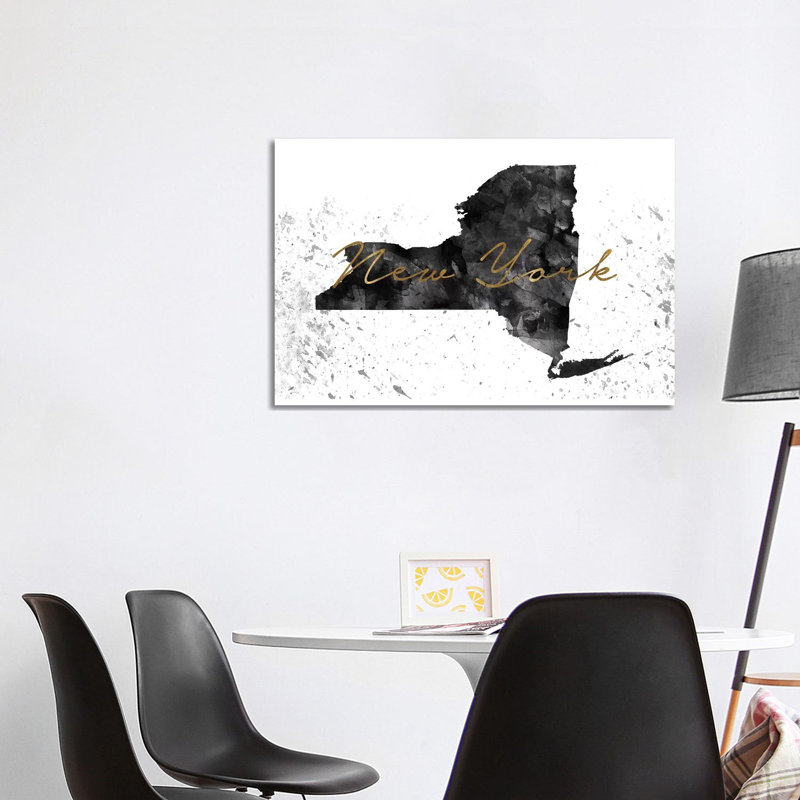Alabama noir et or blanc - reproduction d'art sur toile tendue, H 18 po x l 26 po x P 1,5 po, New York