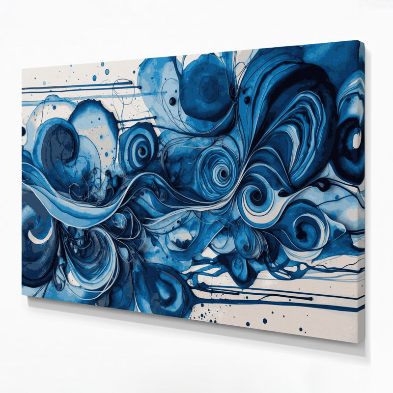 Aquarelle abstraite, art mural bleu sur toile 17, H 20 po x l 24 po