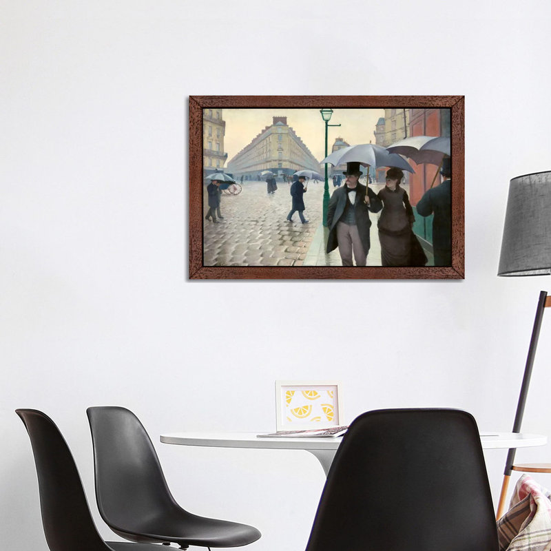 Paris Street: A Rainy Day by Gustave Caillebotte - Painting on Canvas, 152.5 cm H x 101.5 cm W, Brown Framed